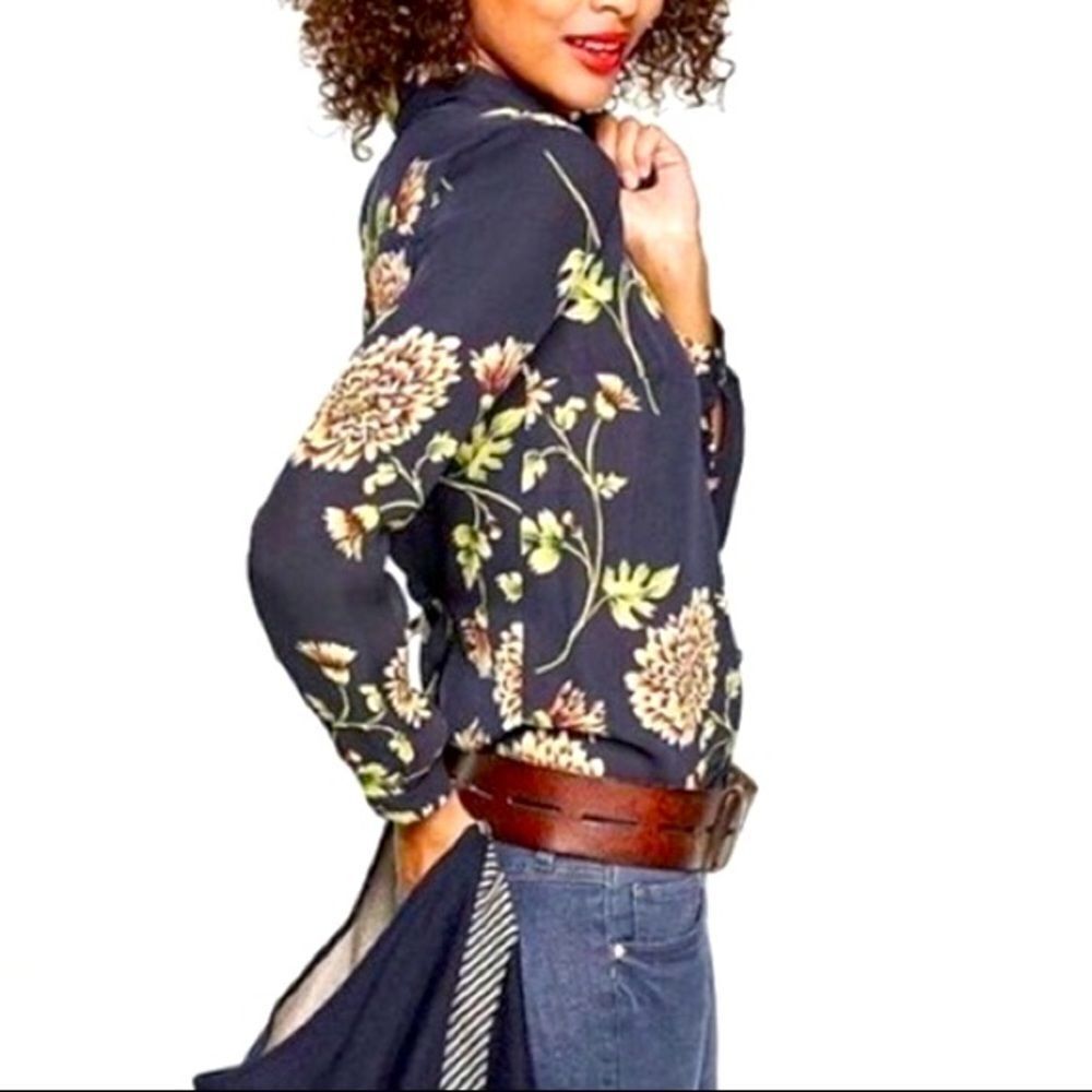 Cabi floral chiffon button up blouse‎